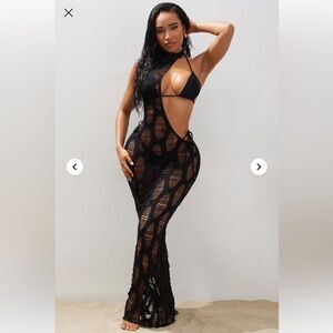 Black Cutout Swim coverup